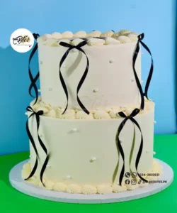 Pearls & Bows Wedding Cake
