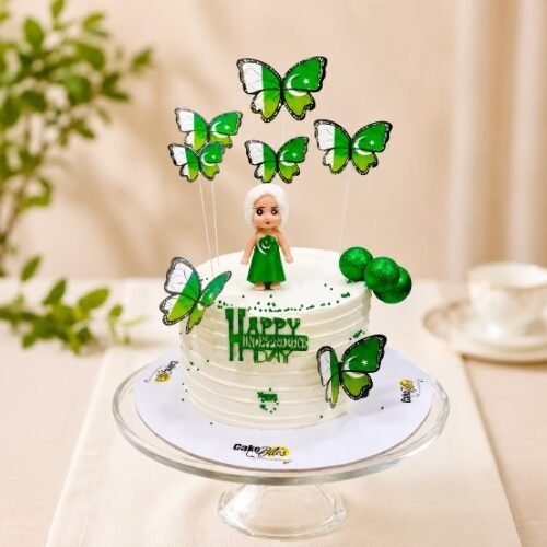 Bento Azadi Cake Treat 3 Small green and white Independence Day cake